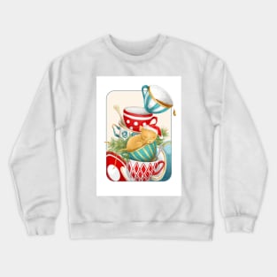 Christmas Tea Party & Dormouse in the teacup Crewneck Sweatshirt